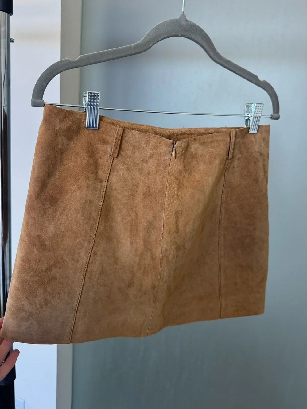 ZARA Suede Mini Skirt Light Camel Tan Size S 4341/503